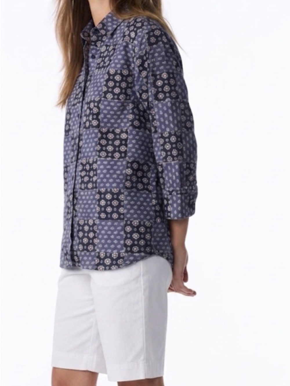 Orvis Navy Patchwork Print‎ Cotton Shirt